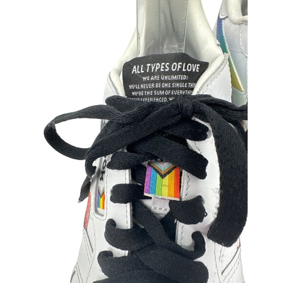 Reebok Classic Pride Edition Sneakers White W/ Rainbow Stripes Men's Size 8 - Picture 8 of 14